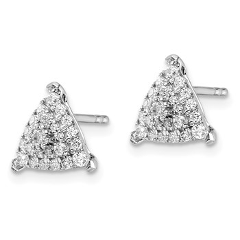 14k White Gold 1/2 carat Lab Grown Diamond VS/SI+ G+ Complete Triangle Cluster Post Earrings — alternate view