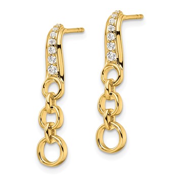 14k 1/8 carat Lab Grown Diamond VS/SI+ G+ Post Dangle Earrings — alternate view