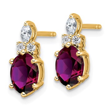 14k Diamond and 7x5 Oval June/Rhodolite Garnet Post Earrings — alternate view