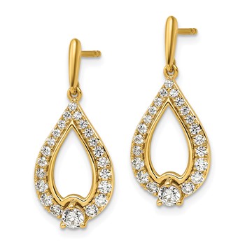 14k 1 carat Lab Grown Diamond VS/SI+ G+ Teardrop Post Dangle Earrings — alternate view