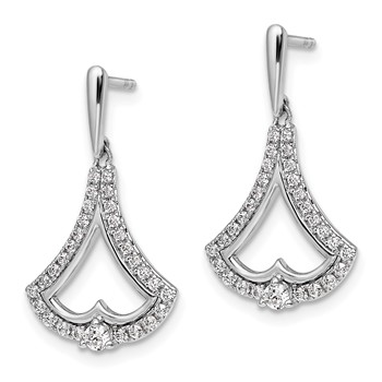 14k White Gold 1/2 carat Diamond Post Dangle Earrings — alternate view