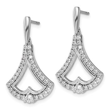 14k White Gold 1 carat Lab Grown Diamond VS/SI+ G+ Post Dangle Earrings — alternate view
