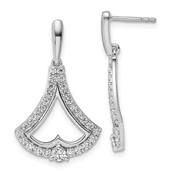 14k White Gold 1 carat Lab Grown Diamond VS/SI+ G+ Post Dangle Earrings