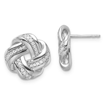 Sterling Silver CZ Love Knot Post Earrings