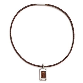 Edward Mirell Titanium with Brown Leather Insert & Leather Cord Polished Ne — alternate view