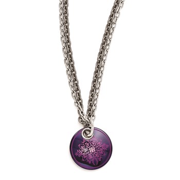 Edward Mirell Black Ti Pink Anodized & Sterling Silver w/ 2in ext Necklac
