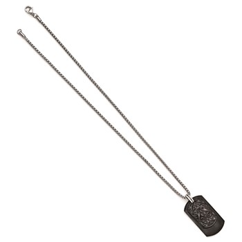 Edward Mirell Black Ti & Sterling Silver Dog Tag Pendant Necklace — alternate view