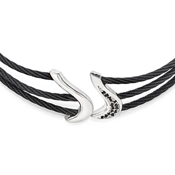 Edward Mirell Black Ti & Sterling Silver Black Spinel Cable Flex Collar