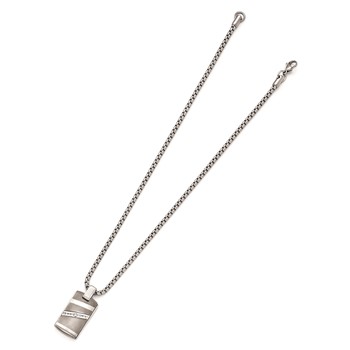 Edward Mirell Titanium .18ctw Diamond w/Sterling Silver Bezel Pendant Neck — alternate view
