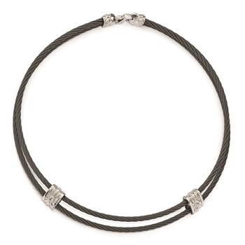 Edward Mirell Titanium & Sterling Silver White Sapphire Cable Necklace — alternate view