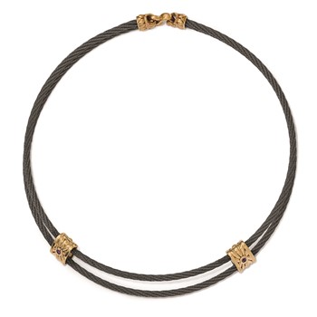 Edward Mirell Titanium & Bronze Amethyst Cable Necklace — alternate view