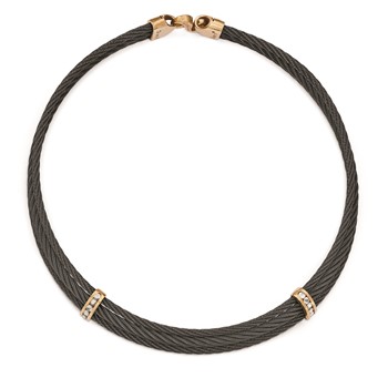 Edward Mirell Titanium & Bronze White Sapphire Cable Necklace — alternate view