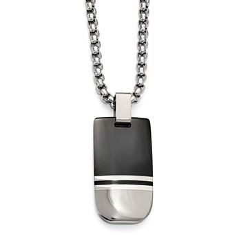 Edward Mirell Black Ti & Sterling Silver Polished Pendant Necklace
