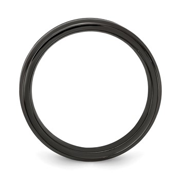 Edward Mirell Black Ti Beveled & Grooved Blue Anodized 6mm Band — alternate view