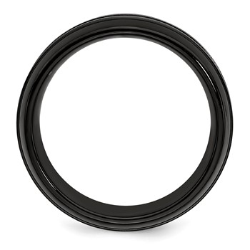 Edward Mirell Titanium Brushed/Polished/Grooved Black Ti 8mm Ring — alternate view