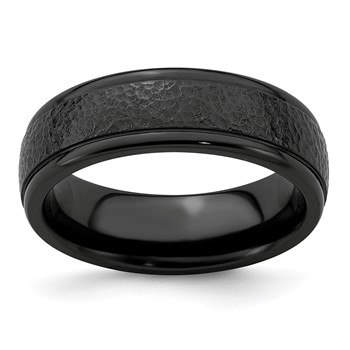 Edward Mirell Titanium Black Ti Hammered 7mm Band