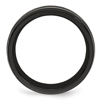 Edward Mirell Titanium Black Ti & Grey Grooved 7mm Band — alternate view