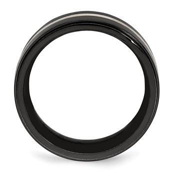 Edward Mirell Titanium Black Ti & Sterling Silver Inlay 10mm Band — alternate view