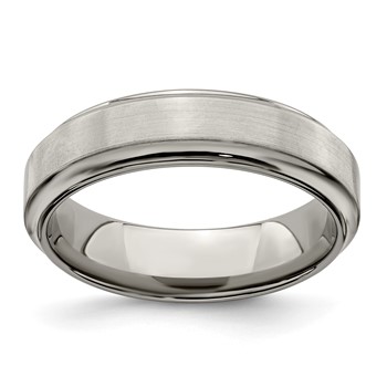 Edward Mirell Titanium Brushed & Polished Beveled 6mm Band