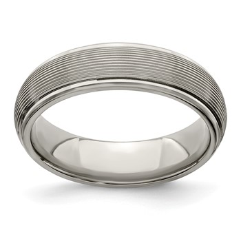 Edward Mirell Titanium Polished Textured Domed 6mm Band