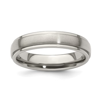 Edward Mirell Titanium Brushed/Polished Step Edge 5mm Band Size 5