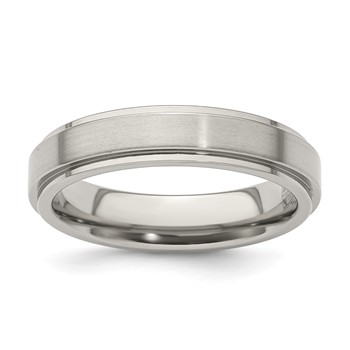 Edward Mirell Titanium Brushed/Polished Flat Step Edge 5mm Band Size 5