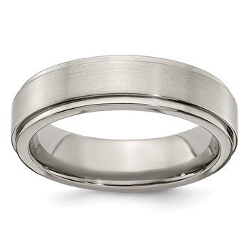 Edward Mirell Titanium Brushed/Polished Flat Step Edge 6mm Band Size 6