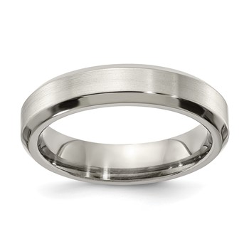 Edward Mirell Titanium Brushed/Polished Beveled Edge 5mm Band Size 5