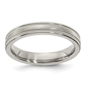 Edward Mirell Titanium Brushed & Polished Tri Dome Milgrain 4mm Band