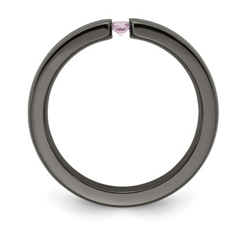 Edward Mirell Black Ti Pink Sapphire and Pink Anodized Grooved 4mm Band — alternate view