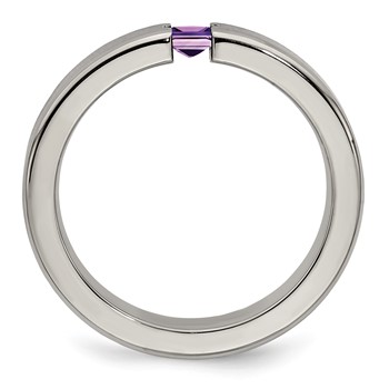 Edward Mirell Titanium Satin Amethyst 4mm Band — alternate view