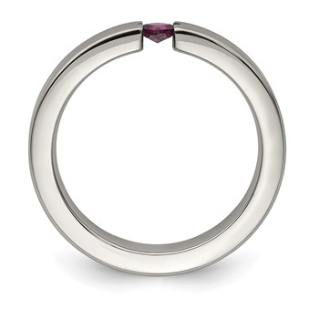 Edward Mirell Titanium Tension-set Square Rhodolite Garnet Brushed 4mm Band — alternate view
