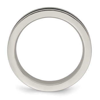 Edward Mirell Gray Titanium Rainbow Anodized Grooved Flat 4mm Band — alternate view