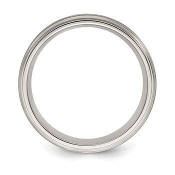 Edward Mirell Titanium with Sterling Silver Textured Lines Step Edge 7.5mm Band — alternate view