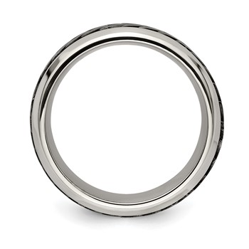 Edward Mirell Stainless Steel and Black Ti Rope Design Beveled Casted 9mm Band — alternate view