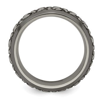 Edward Mirell Black Ti and Titanium Woven Design Beveled Casted 9mm Band — alternate view