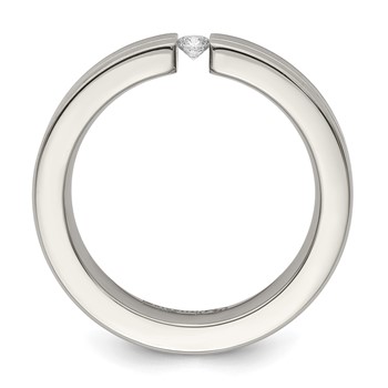 Edward Mirell Titanium Tension-set 1/10 carat Diamond Brushed/Polished Grooved 6mm Flat Band — alternate view