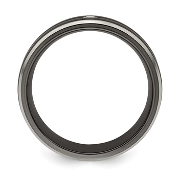 Edward Mirell Black Ti with Grey Titanium Edge .03 carat Diamond with Sterling Silver Bezel 7mm Band — alternate view