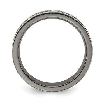 Edward Mirell Black Ti with Grey Titanium Edge 1/10 carat Diamond with Sterling Silver Bezel 6mm Band — alternate view