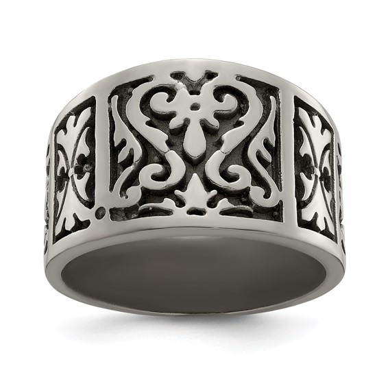 Edward Mirell Titanium Flat Casted Brushed & Polished Ring