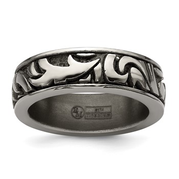Edward Mirell Titanium Casted Abstract Design 7mm Band