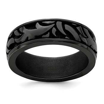 Edward Mirell Black Ti Casted Design 7mm Band