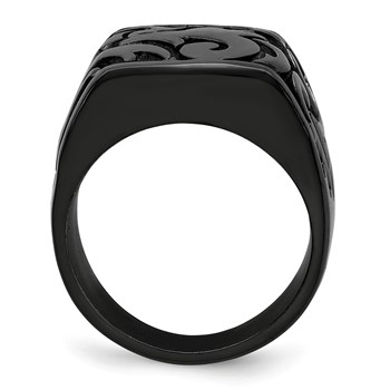 Edward Mirell Titanium Black Ti Casted Design Signet Ring — alternate view