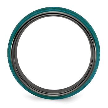 Edward Mirell Black Ti Domed Anodized Teal 6mm Band — alternate view