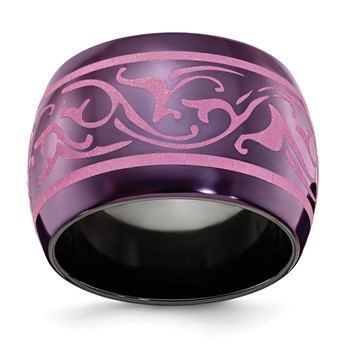 Edward Mirell Black Ti Anodized Pink Domed Band