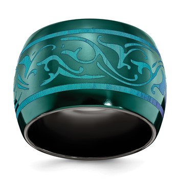 Edward Mirell Black Ti Anodized Teal Domed Band