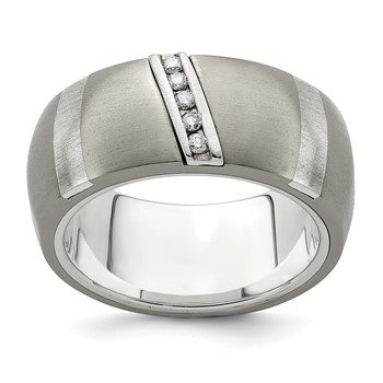 Edward Mirell Titanium & Sterling Silver .10ctw Diamond Ring