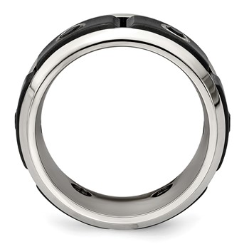 Edward Mirell Black Ti Stainless Steel Silver Bezel Black Spinel Ring — alternate view