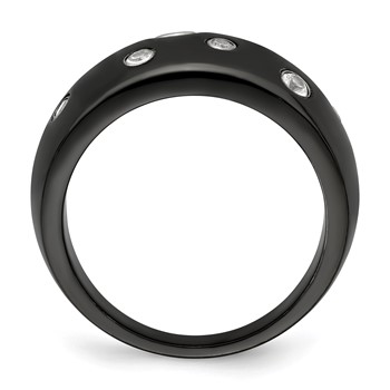 Edward Mirell Black Ti White Sapphire w/Sterling Silver Bezels 12mm Ring — alternate view