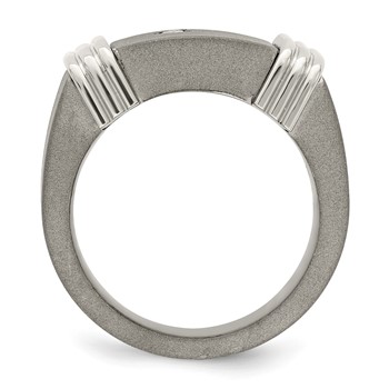 Edward Mirell Titanium & Argentium Sterling Silver Diamond Signet Ring — alternate view